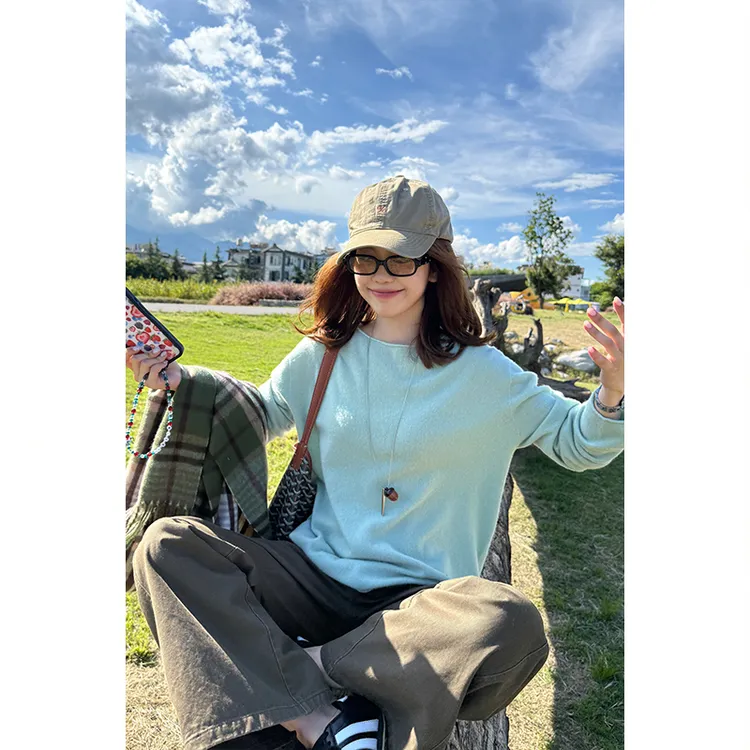 Tuuuh【牛油果毛衣】圆领套头毛衣慵懒高级感女韩系上衣M37250TU53