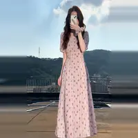 【现货+运贴5米】法式高级紫色碎花连衣裙子女夏季2025新款长裙5320