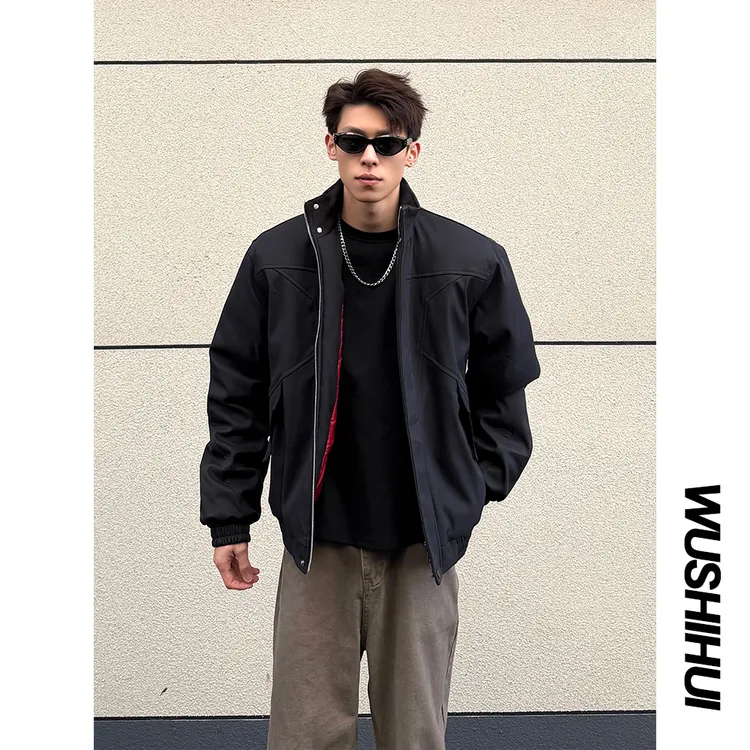 冬季《赤兔》马年限定美式显宽肩红内棉衣外套男立领防风加厚棉服