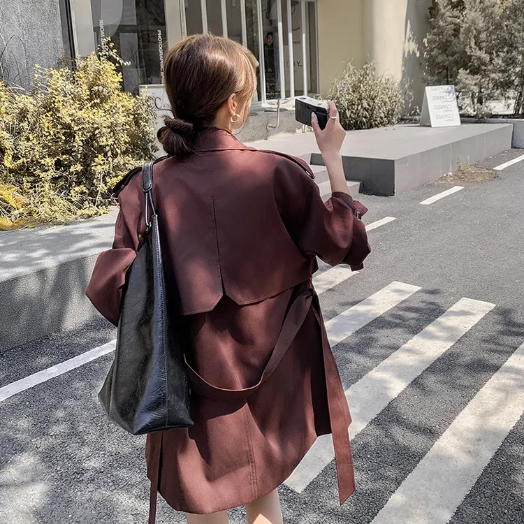 今年流行安可拉红风衣外套春秋女2025新款韩版高级感上衣收腰夹克