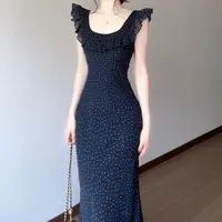 【现货+运补5米】小飞袖带波点2025款法式绝新美气质方领连衣裙1329