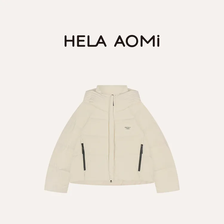 HELA AOMI 白鹅绒斜方口袋连帽羽绒服CY5DM51855