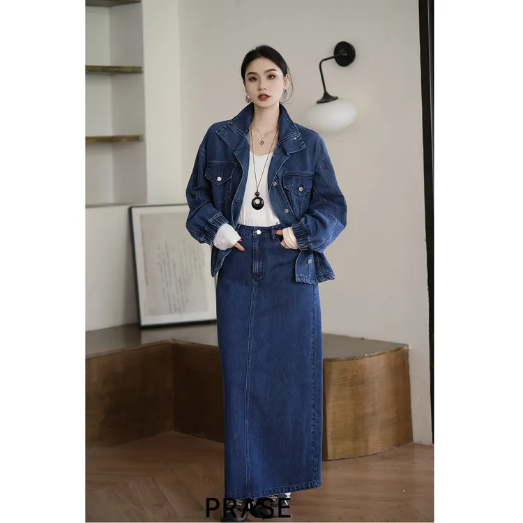 PRASE·噜【懒人出街】微胖轻奢设计款秋女天丝棉牛仔套装PR507B86/5