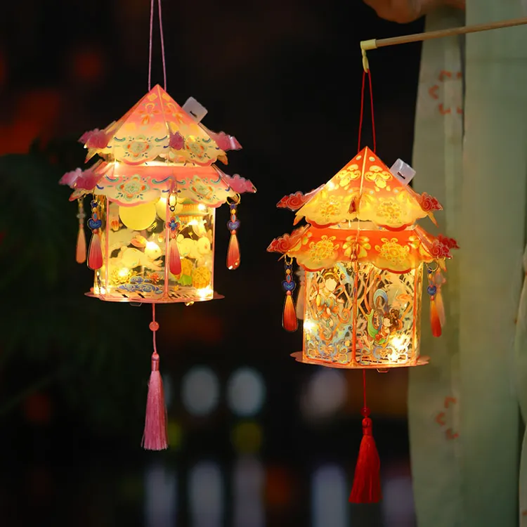 手工挂饰花灯幼儿园儿童手提中秋节新款古风中秋节灯笼diy材料包