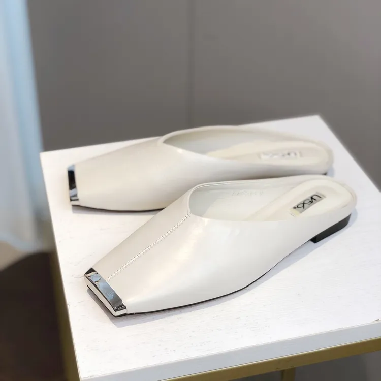 包头时尚韩版平底日常中跟轻职风包头拖89-1