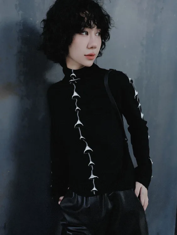 TT设计师【铃兰香】简约高级感绵羊毛桑蚕丝针织打底衫TT191329