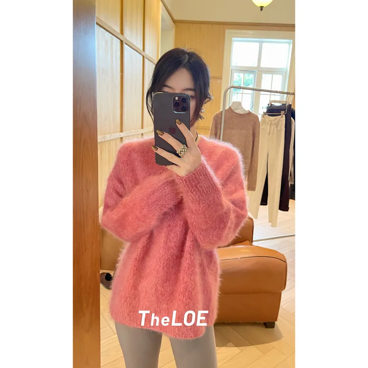 TheLOE/【慵懒花纱红毛衣】315g慵懒感时尚套头针织衫#LE-9289ZZ