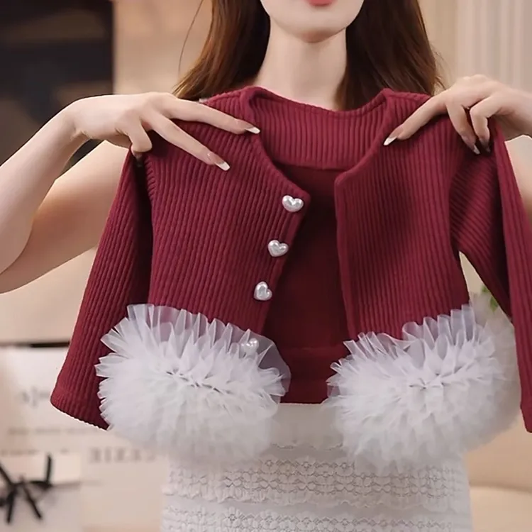 女童秋季套装2025新款儿童小香风开衫上衣洋气牛仔喇叭裤两件套