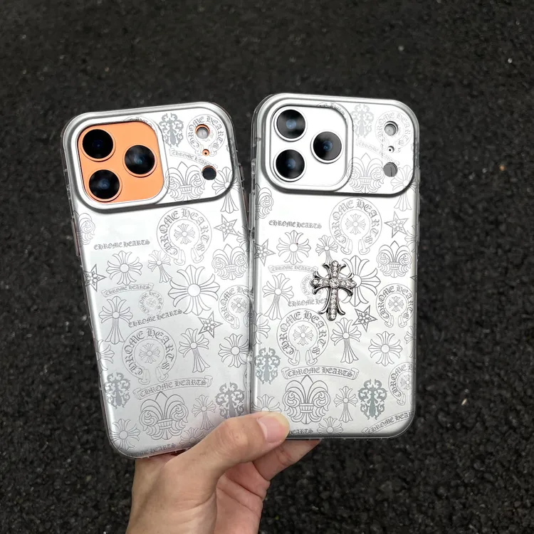 潮酷电镀银克罗心适用于苹果17promax手机壳iPhone16promax双层面