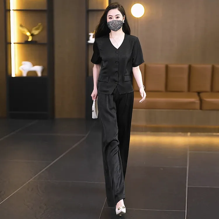 时尚宽松休闲套装2025夏季新款大码女装气质显瘦洋气减龄两件套