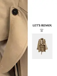 【LET'S REMIX】「时尚编辑」高级气质经典轮廓型翻领短款风衣外套女
