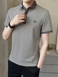 1002款灰黑款男士短袖条纹款