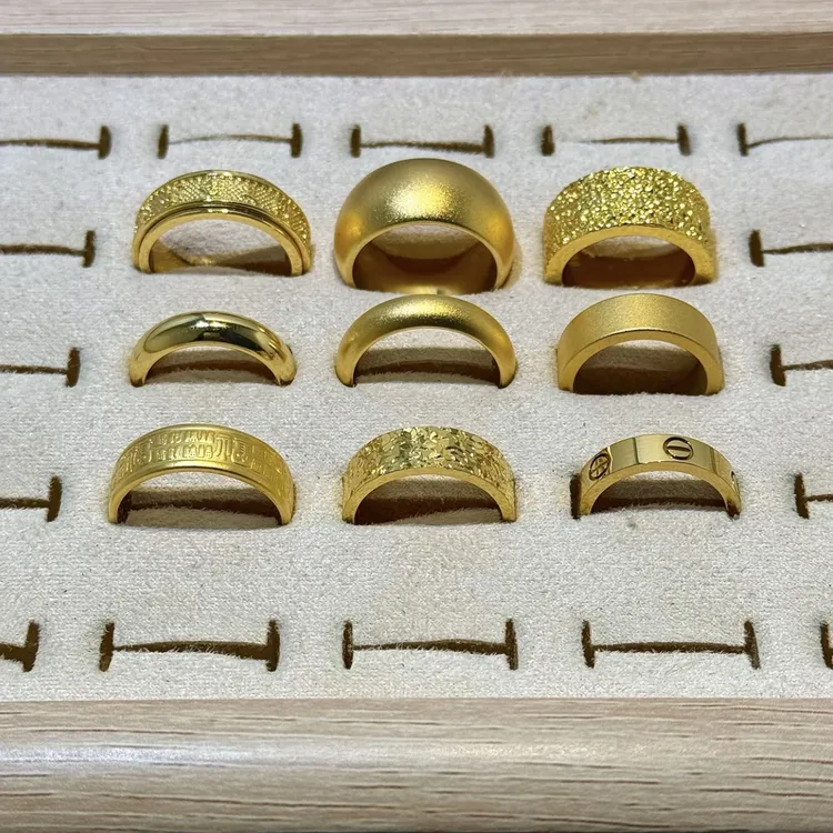 合金戒指 经典素圈戒指 百福碎冰冰泥鳅背无事对戒指环 简约时尚