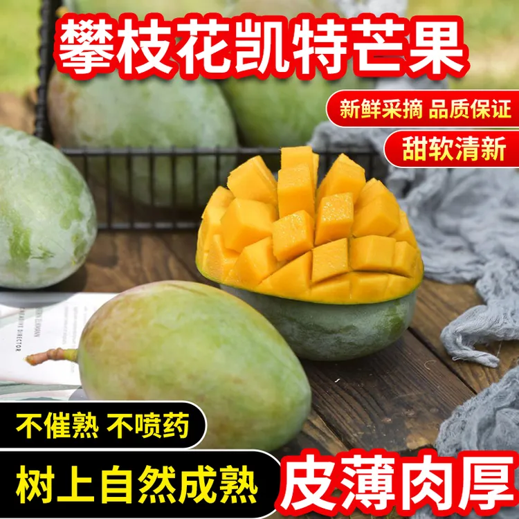 品质四川攀枝花凯特芒果核薄皮薄无丝新鲜多汁爆甜当季水果米易