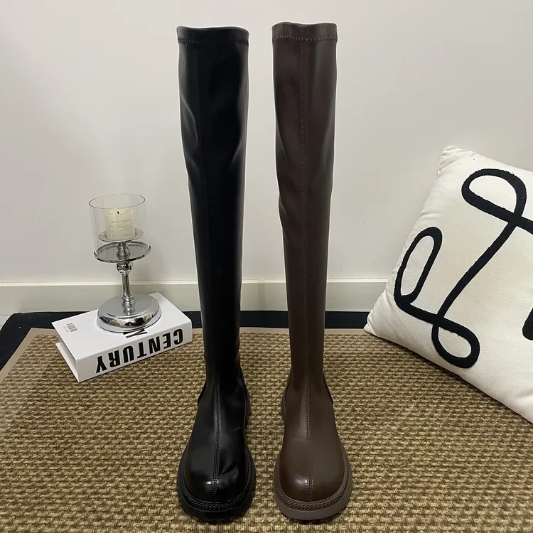 过膝靴平底长筒靴2025新款秋冬百搭高筒靴女靴子加绒里单里显瘦