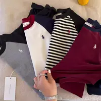儿童德绒打底衫长袖T恤男秋冬款小童撞色插肩袖条纹潮宝宝女男童