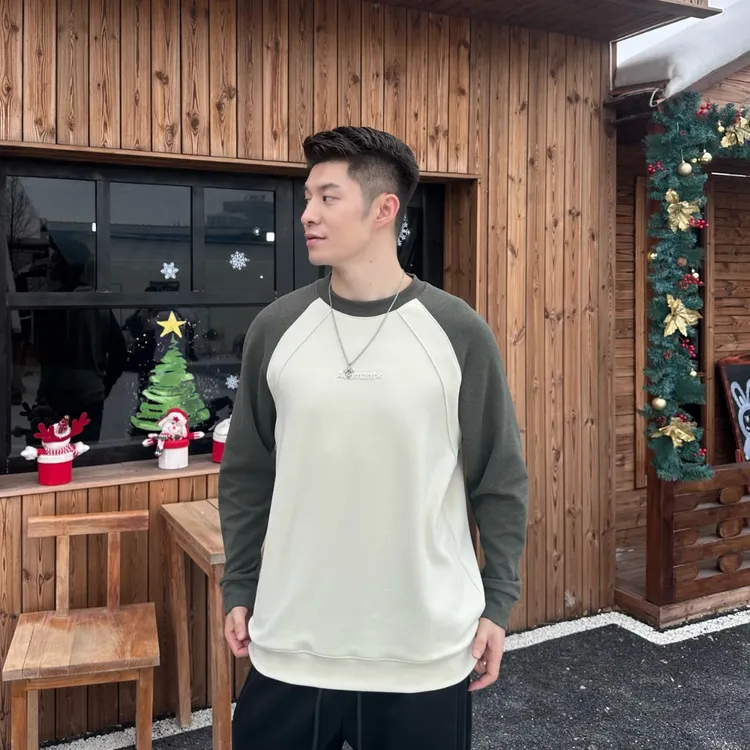  【C&H】秋冬撞色字母卫衣双面雪花暖绒保暖圆领打底男士K58010