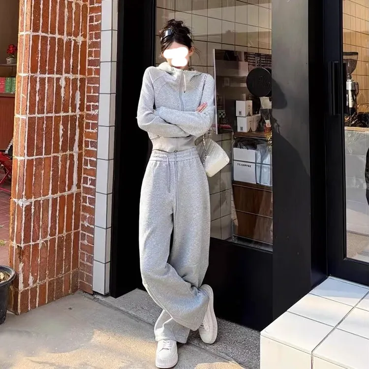 巨好看休闲运动套装女秋韩风超火气质高级感卫衣外套阔腿裤两件套