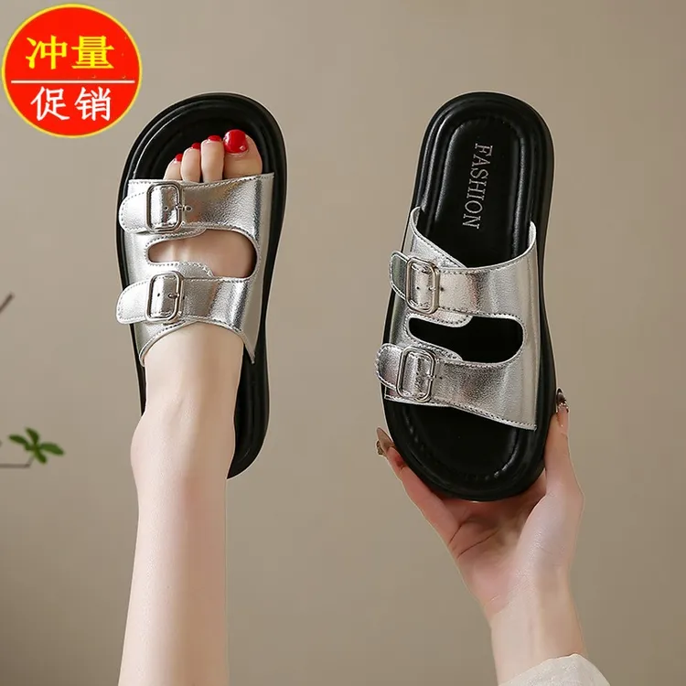 爆款勃肯拖鞋女外穿2025夏季新款百搭厚底时尚一字扣休闲沙滩凉鞋