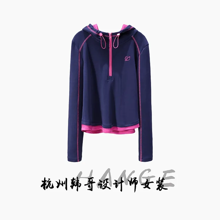 【韩哥欧货女装】冬季加厚《馥郁》藏蓝高弹显瘦卫衣打底上衣5678-A9