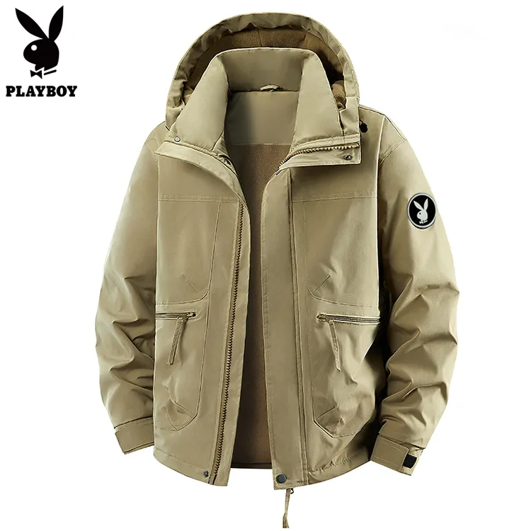 PLAYBOY/花花公子极寒服冲锋棉衣2025加绒加厚保暖冬季棉服袄子男