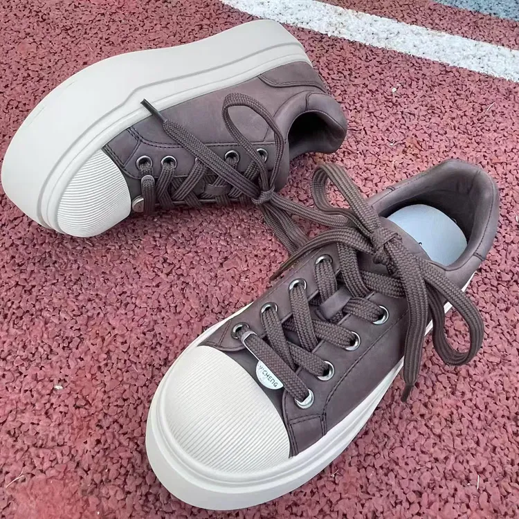 时尚休闲鞋透气厚底系带黑色