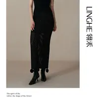 【可可专属】翎禾LINGHE-「流金溢彩」直筒针织半裙显瘦秋