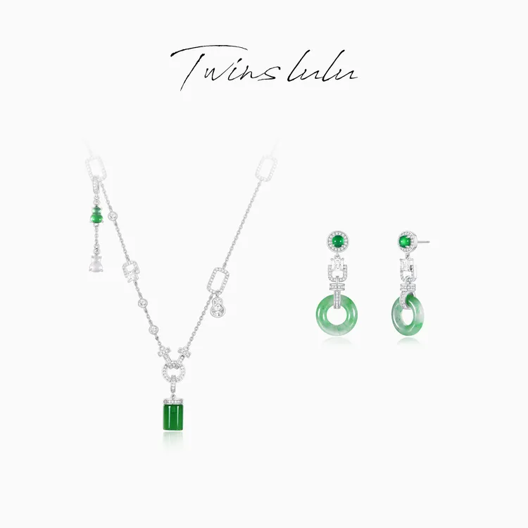 TWINS LULU 秋上新 【福禄筒】气质明星同款饰品绿色项链TSJ7874