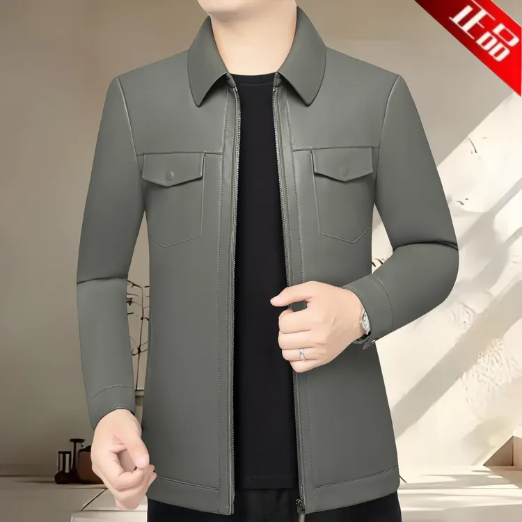 轻奢休闲皮衣男士皮质翻领机车服2025春秋季新款帅气男装皮夹克