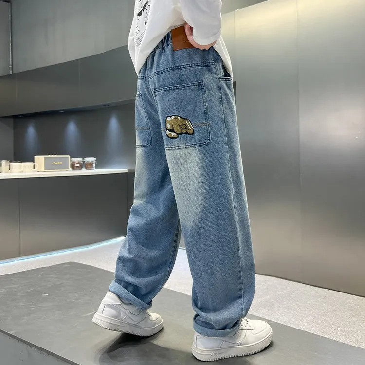 男童牛仔裤春秋款2025新款中大儿童装春季宽松休闲裤子男孩春