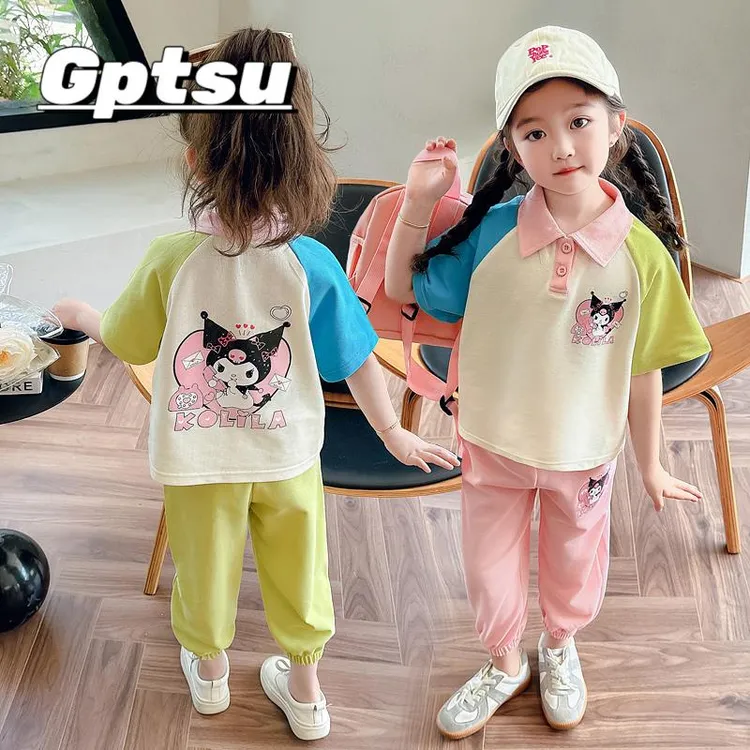 GPTSu女童夏季运动套装儿童夏款衣服2025新款女宝宝夏装洋气童装