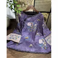 8107/#秋季新款新中式《锦绣花阁》中袖国潮风女士圆领宽松上衣百搭