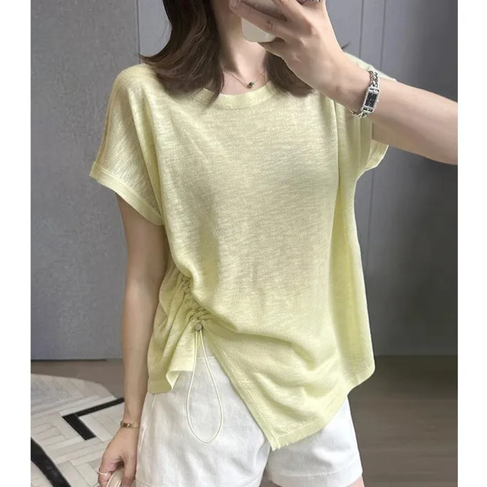 雪花棉T恤女2025夏装不规则圆领短袖设计减龄显瘦上衣洋气衣服