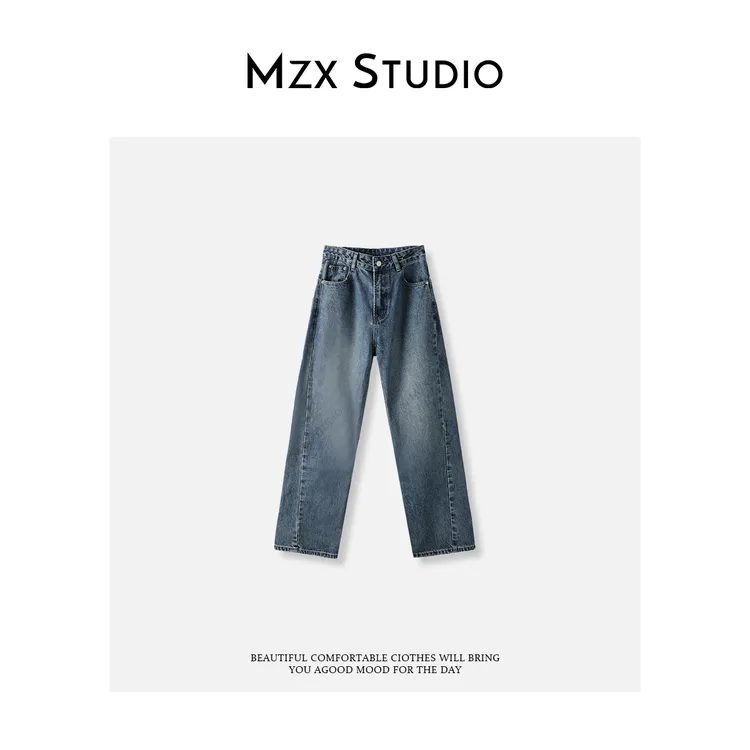 MZX 秋冬直筒复古做旧百搭牛仔裤 KZ4269-M