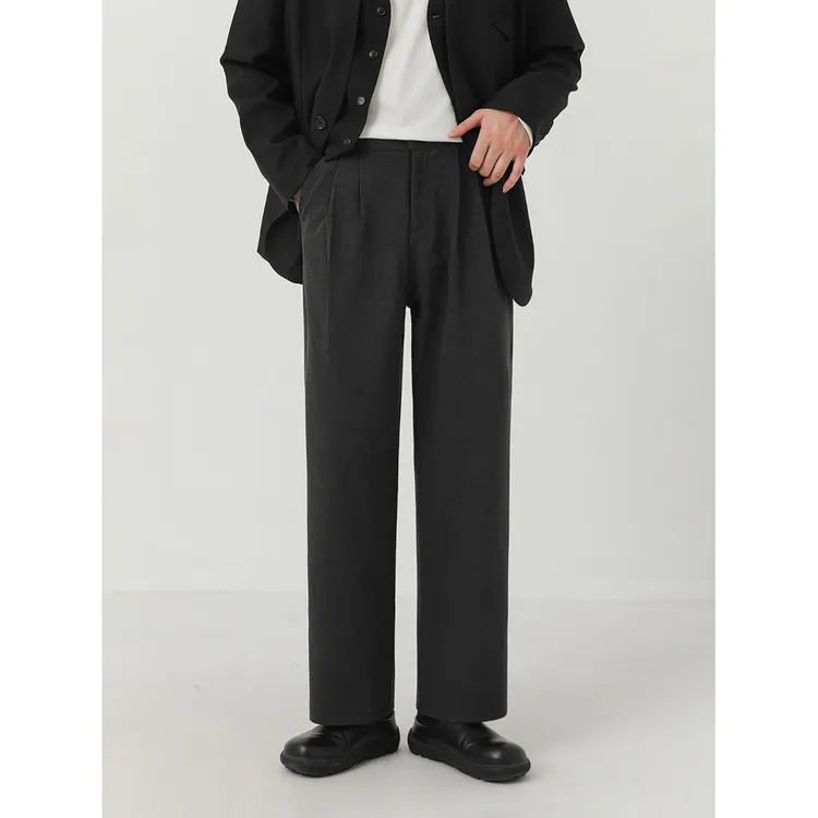 卓卓秋季男裤子韩系免烫西装裤宽松直筒裤男士休闲裤高级垂感西裤