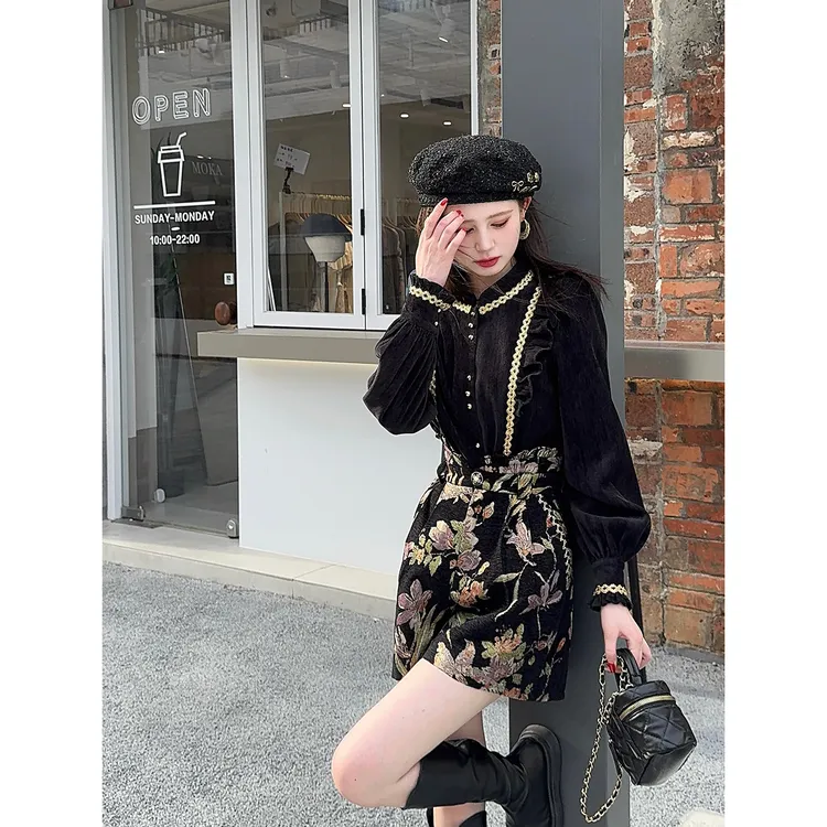 一生罗曼【黄金盛宴】法式复古秋季新款女气质休闲长袖衬衫Y5627