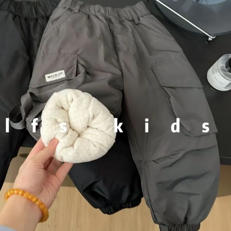 男童加绒加厚棉裤2025新款冬装保暖一条过冬夹棉加厚洋气百搭外穿
