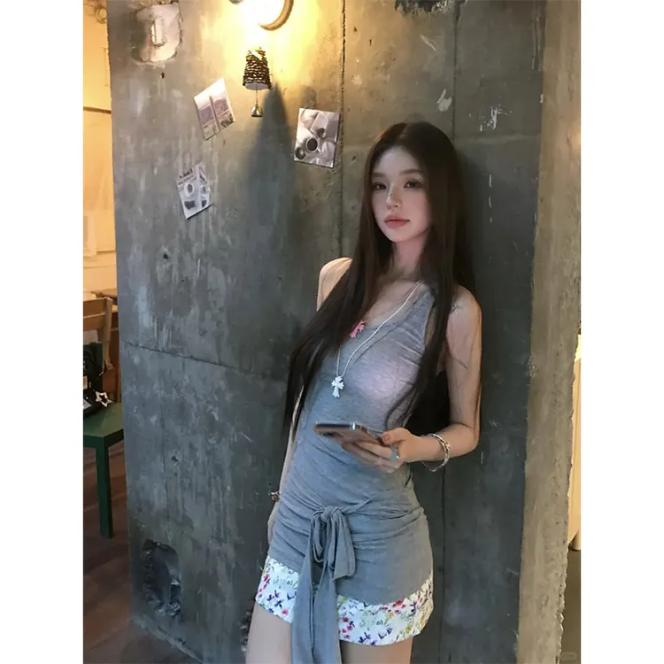 2025春夏季新款修身显瘦简约休闲设计感无袖上衣气质时尚半身裙女