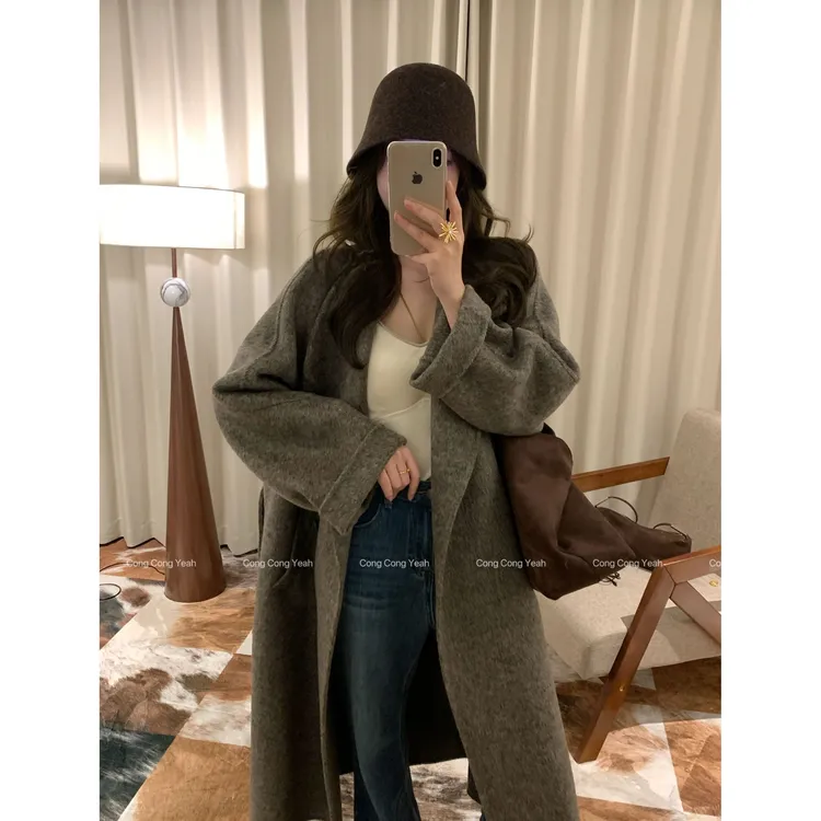 【人生大衣】25年新款秋冬新款腰带款休闲中长款双面羊毛大衣外套