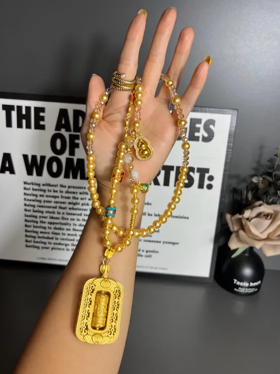 非金属树脂项链 【九儿新品】合金项链新中式长款项链毛衣链