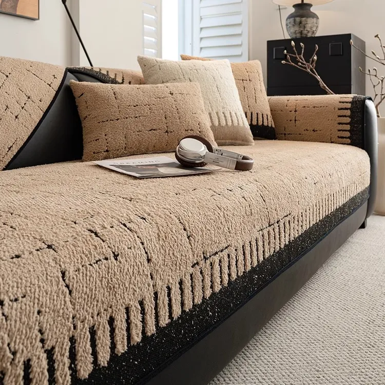 直排高级感沙发垫2025新款秋冬季毛绒防滑皮沙发专用坐垫沙发盖布