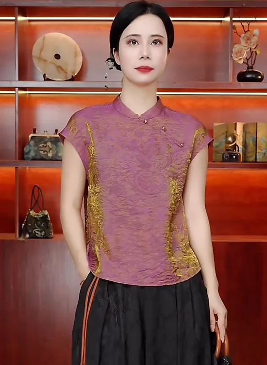 【流金岁月】高端定制浮光锦鎏金提花贵气上衣