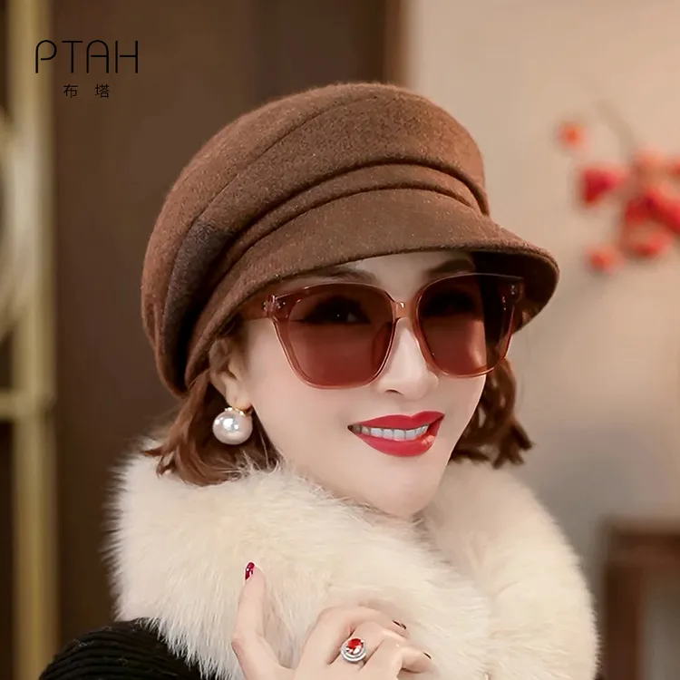 布塔混纺羊毛贝雷帽女款2025新款爆款秋冬保暖蓓蕾帽画家帽0710