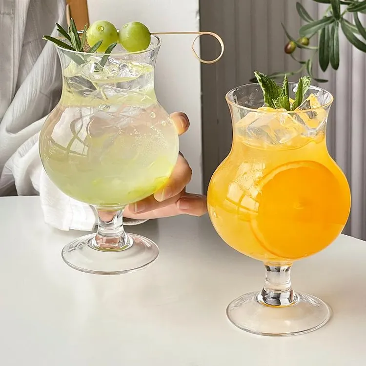 ins网红餐厅高脚玻璃果茶杯冷饮料杯饮品杯果汁杯北欧精酿啤酒杯