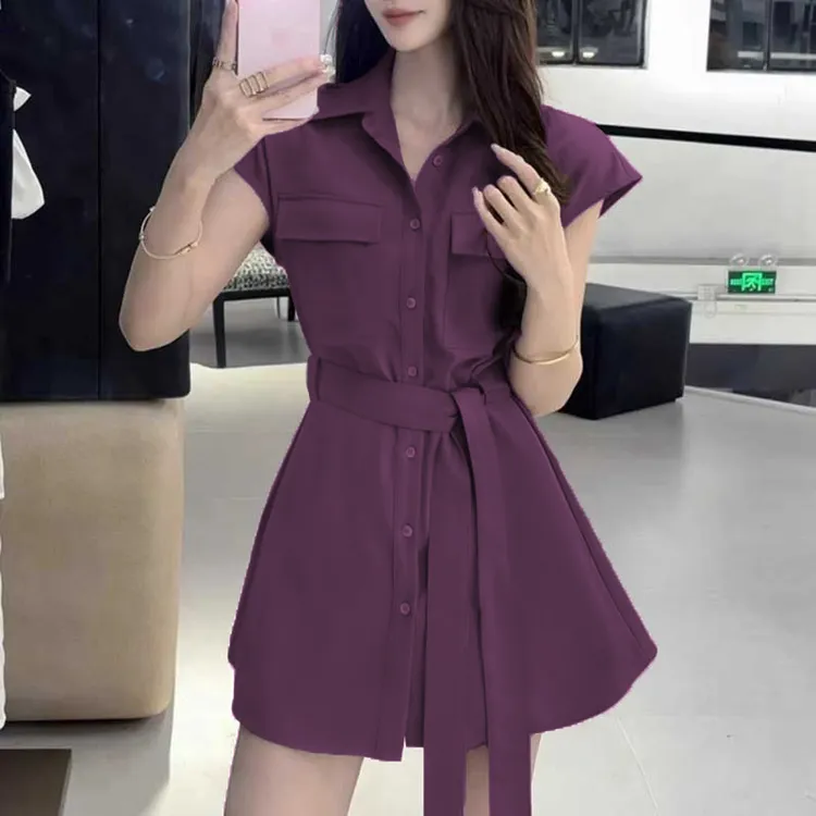 【木子】【两件套】女夏装新款显瘦时尚洋气减龄漂亮收腰裙子D1018