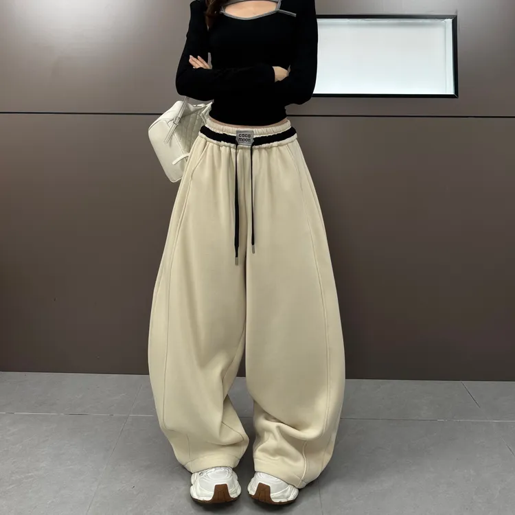 高腰气质百搭纯色减龄风休闲裤2025冬季新品洋气高级感遮肉阔腿裤