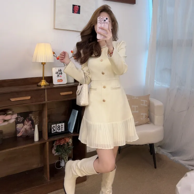 【假日千金】肆肆小香风收腰显瘦小个子2025秋季时尚高级感连衣裙女