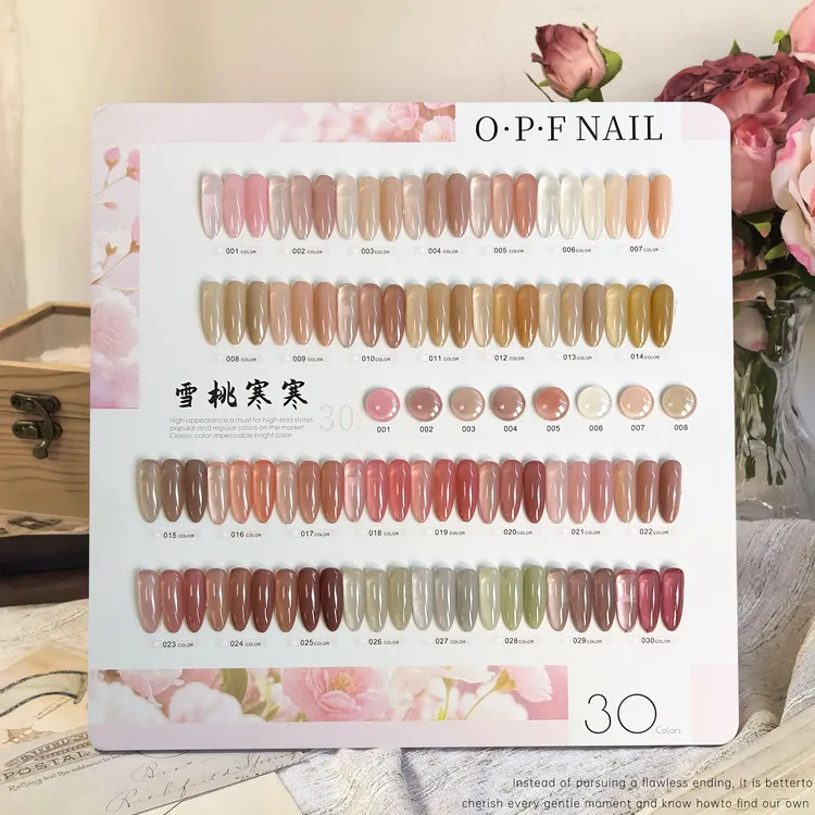 30色雪桃寒寒冰透裸色美甲透色系甲油胶色板流行百搭一套套装