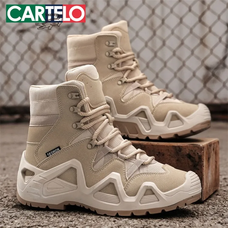 卡帝乐鳄鱼马丁靴男鞋冬季男士户外登山鞋防滑防水透气劳保高帮鞋