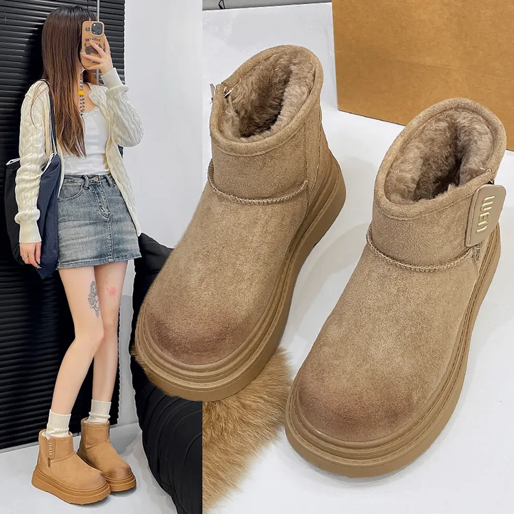 雪地靴棉鞋2025冬季复古时尚加绒加厚东北保暖厚底防滑短靴女靴子